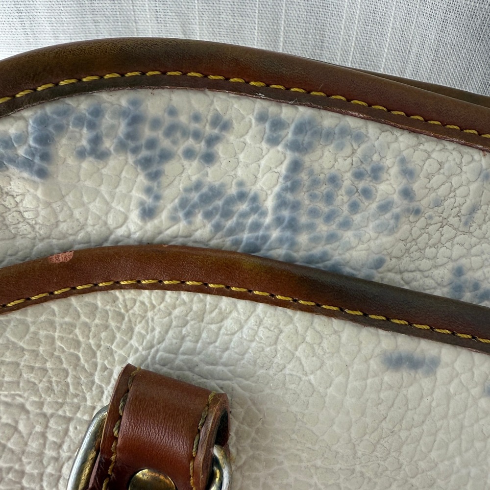 Vintage Dooney & Bourke All Weather Leather Dome Satchel Beige Brown Duck Bag - Picture 7 of 10